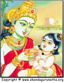 Devi Parvati appeared and fed milk of divine wisdom to Sambandhar..png