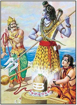 Shiva saving Markandeya from Yama.png