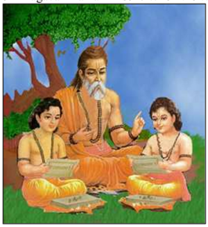 Valmiki Rishi teaching Luv and Kush.png