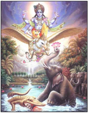 -Gajendra Moksha- The Elephant King is saved by Bhagavān Vishnu .png