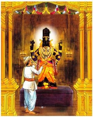 Bhakta Narahari Sonār sees Vishnu but touched Shiva.jpg